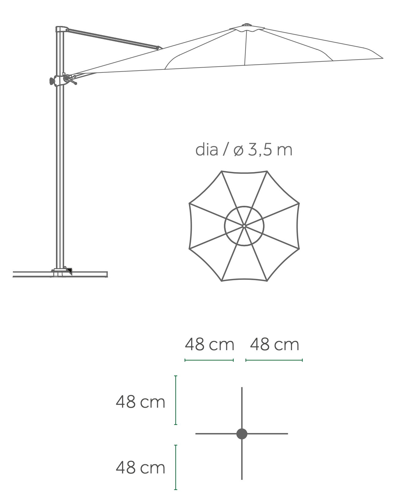 BAROS Round Hanging Umbrella (Anthracite)