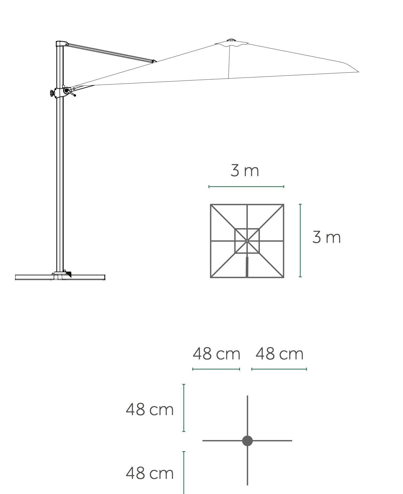NAXOS Hanging Parasol (Mahogany/Offwhite)